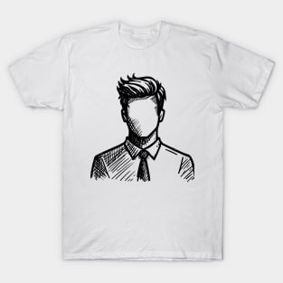 Stick figure man in black ink T-Shirt